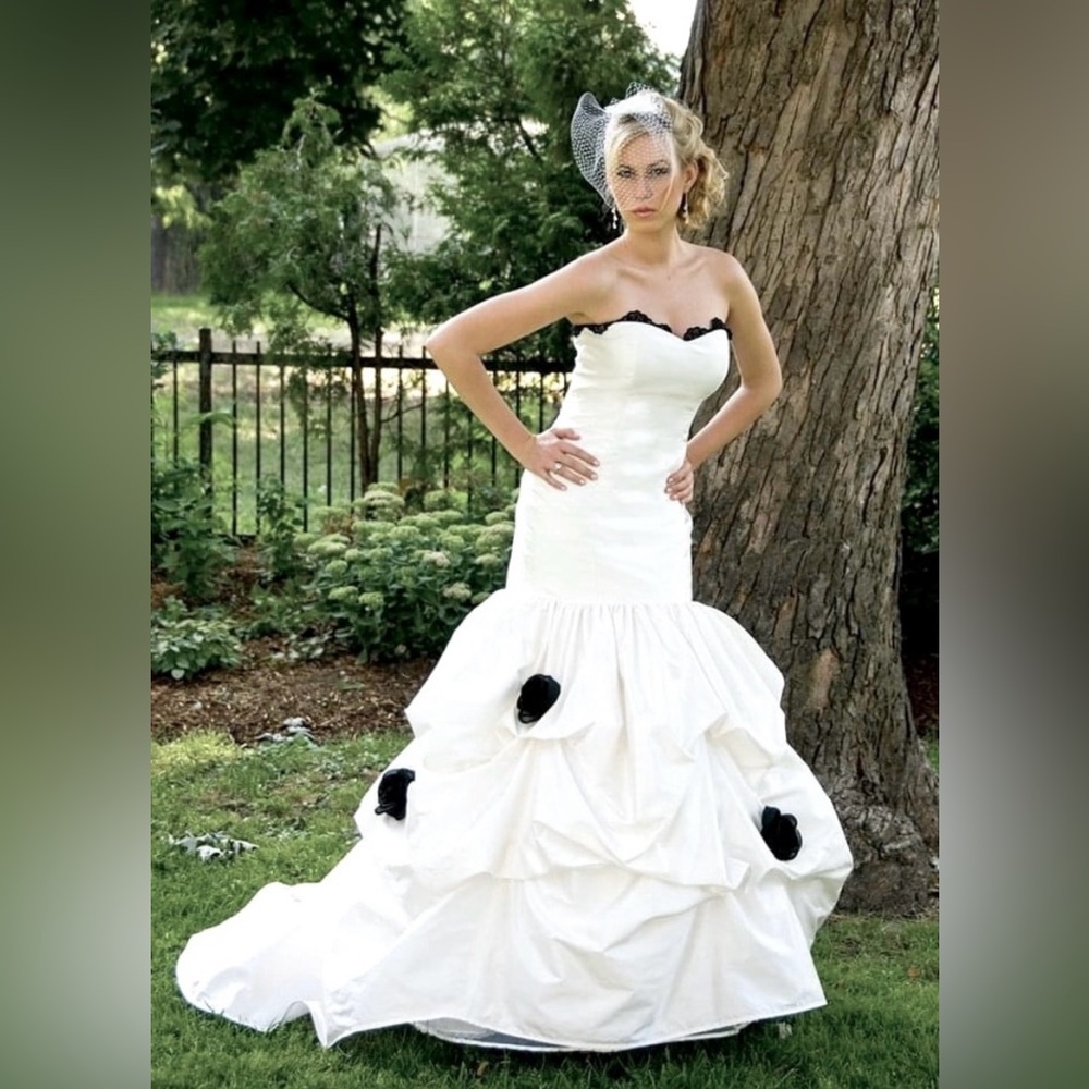 Raw silk mermaid wedding gown